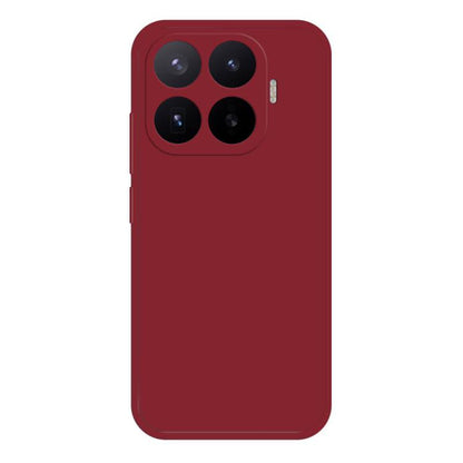Red silicone phone case with camera cutouts and raised lip edges