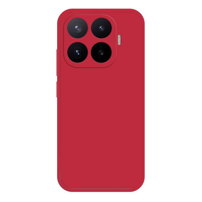Red silicone phone case with camera cutouts and raised lip edges