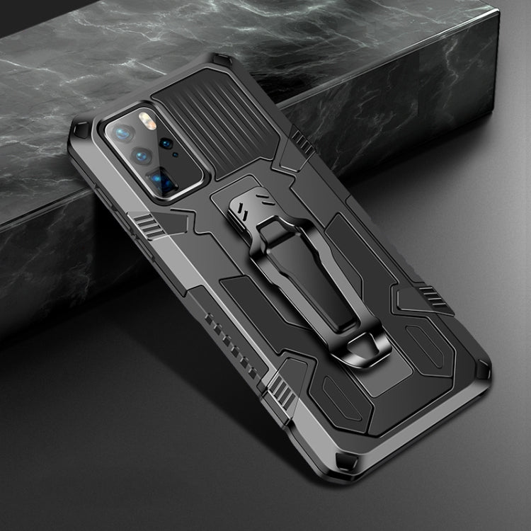 Rugged gray and black protective phone case with kickstand and camera cutouts