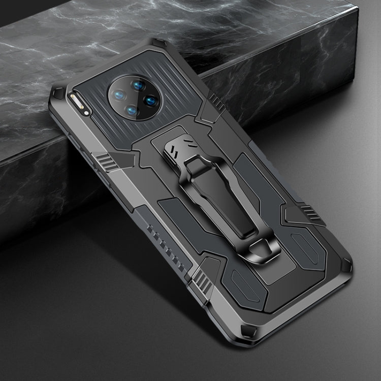 Rugged shockproof phone case with grip strap, dark gray armor design