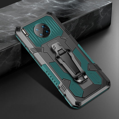 Rugged shockproof phone case with grip strap, army green and gray armor design