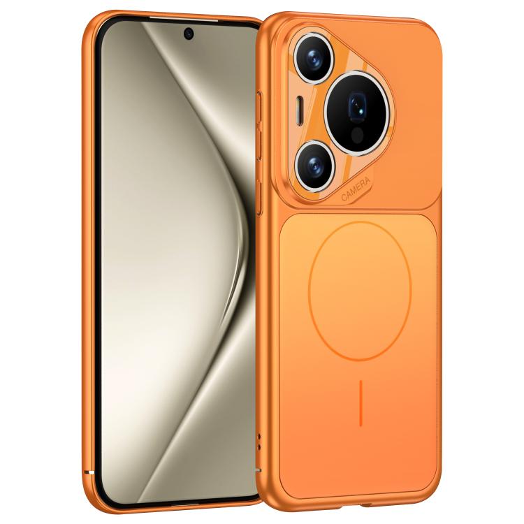 Frosted MagSafe phone case, orange, dual camera cutout and charging ring