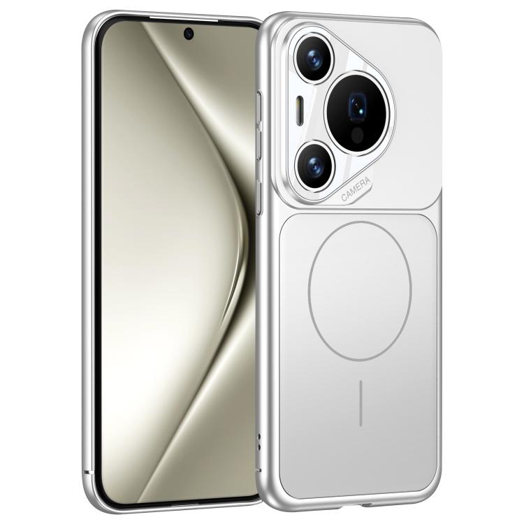 Frosted MagSafe phone case, silver, dual camera cutout and charging ring