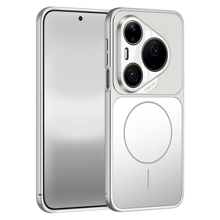 Frosted MagSafe magnetic phone case, silver with MagSafe ring and camera cutouts