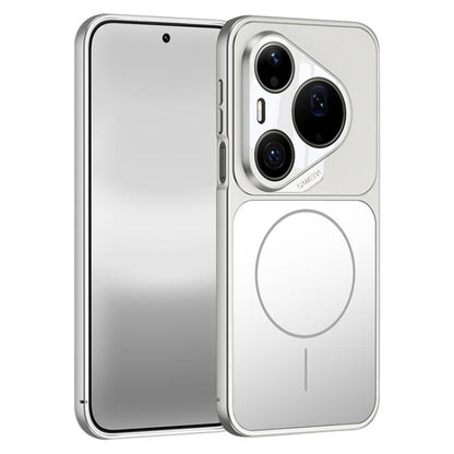 Frosted MagSafe magnetic phone case, silver with MagSafe ring and camera cutouts