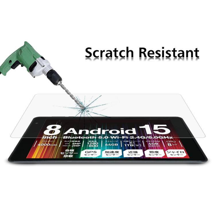 Tempered glass screen protector shown resisting impact and scratches on tablet screen