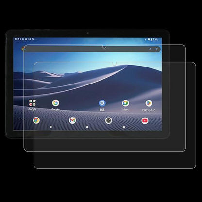 Tempered glass screen protector film applied to tablet display, clear protective layer