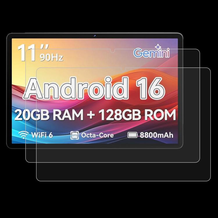 Tempered glass screen protector for 11-inch Android tablet, clear with rounded corners