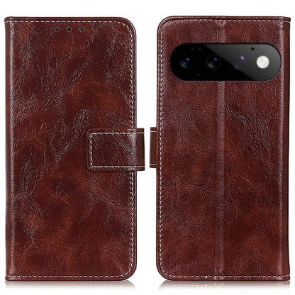 Brown retro textured flip leather phone case, front camera cutout and card slot