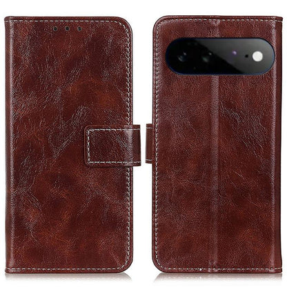 Brown retro textured flip leather phone case with card slot and stitched edges