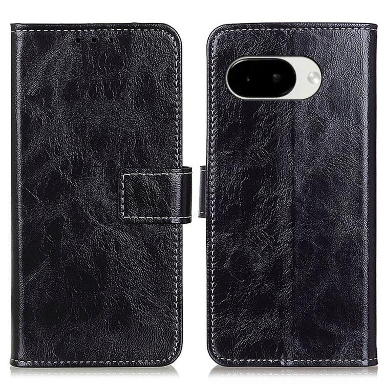Black flip leather phone case with textured finish and side clasp