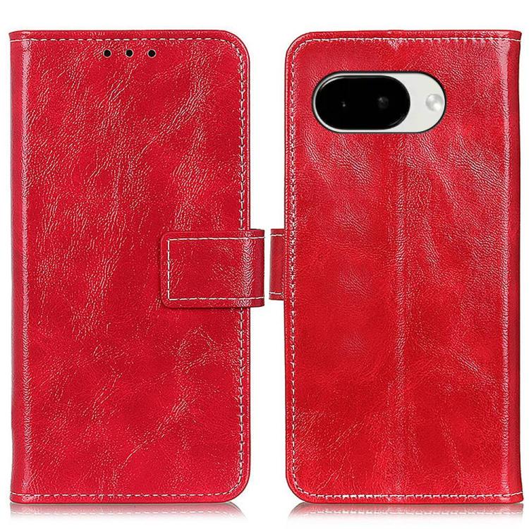 Red textured flip leather phone case with camera cutout and clasp