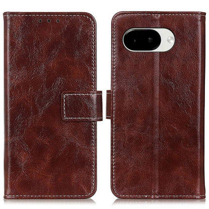 Brown textured flip leather phone case with camera cutout and clasp