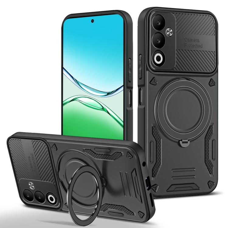 MagSafe 2-in-1 TPU phone case with rotating holder, dark gray with rugged grip
