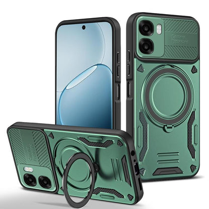 Green rotating TPU phone case with finger ring holder and protective camera cutouts