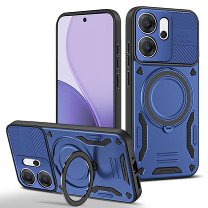MagSafe 2-in-1 TPU phone case with rotating holder, blue with rugged grip