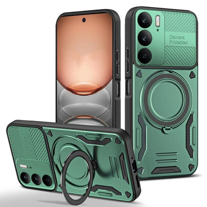 Green MagSafe TPU phone case with rotating ring holder and shockproof bumper