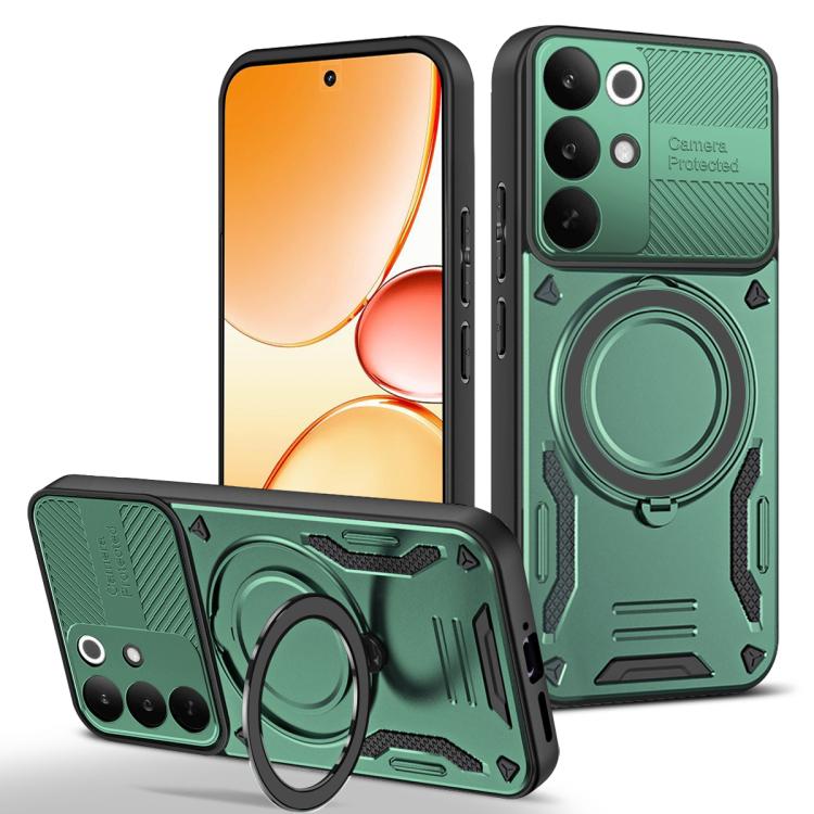 TPU phone case with rotating ring holder, green back and front bumper protection