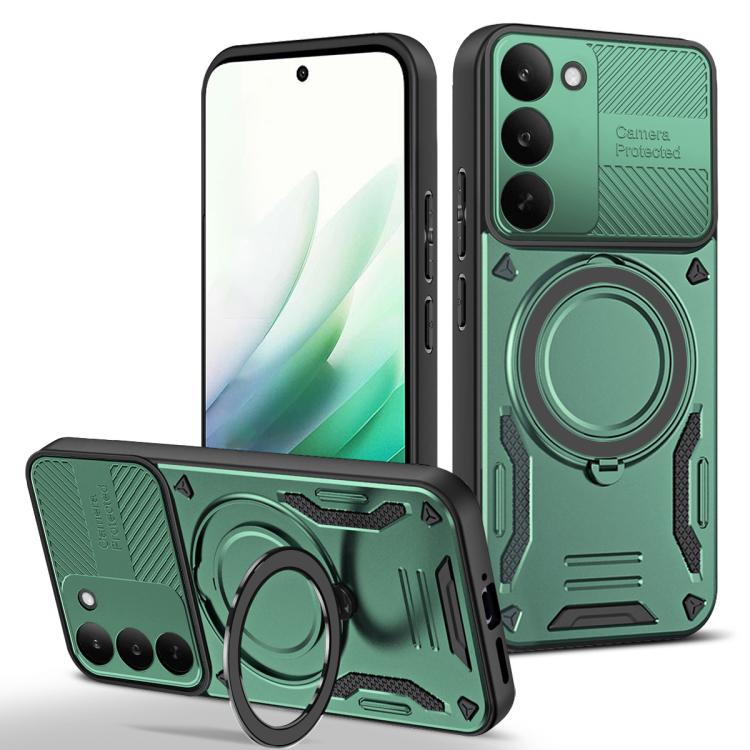 TPU phone case with rotating ring holder, green back cover and stand ring detail