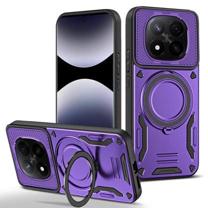 MagSafe TPU phone case with rotating ring holder, purple textured shell