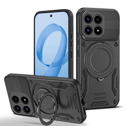 Dark gray TPU phone case with rotating ring holder and MagSafe-style charging ring