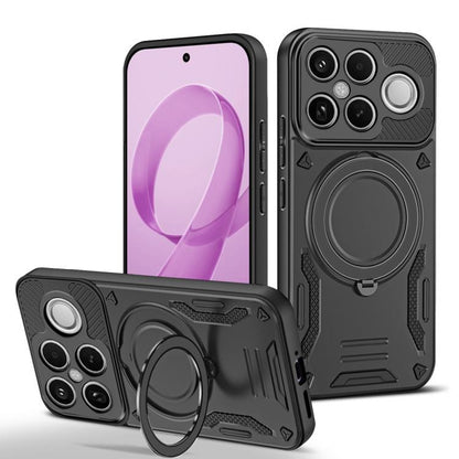 Black MagSafe TPU phone case with rotating ring holder and reinforced bumper edges