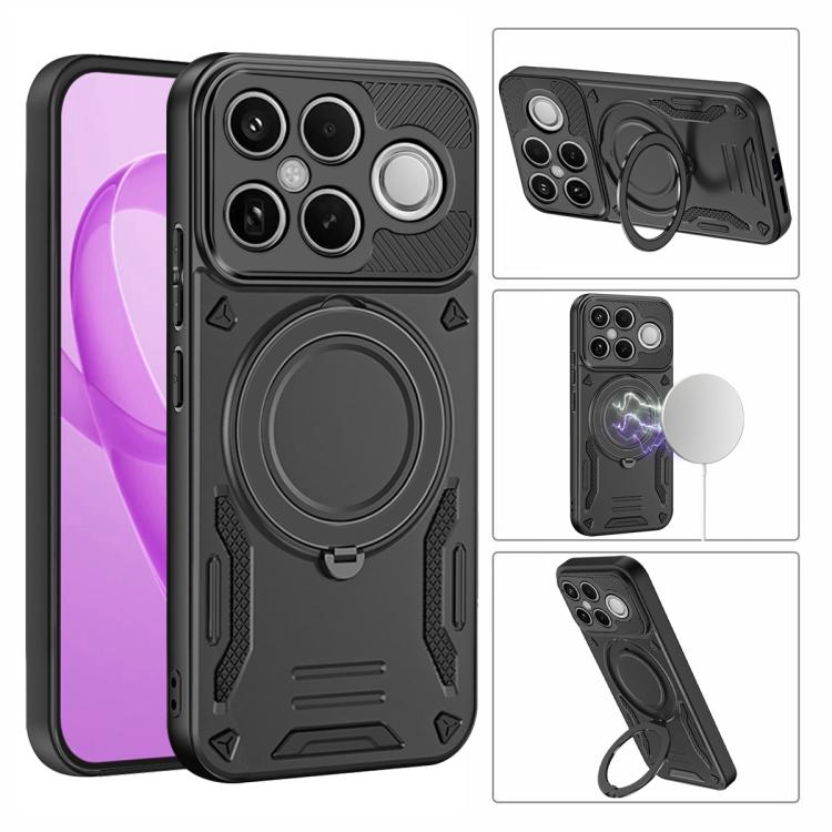 Black TPU phone case with MagSafe-style ring holder and camera cutout protection