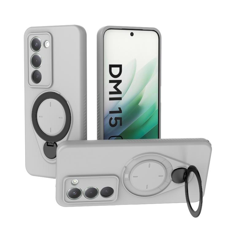 Grey TPU phone case with MagSafe ring holder and 360° rotating stand