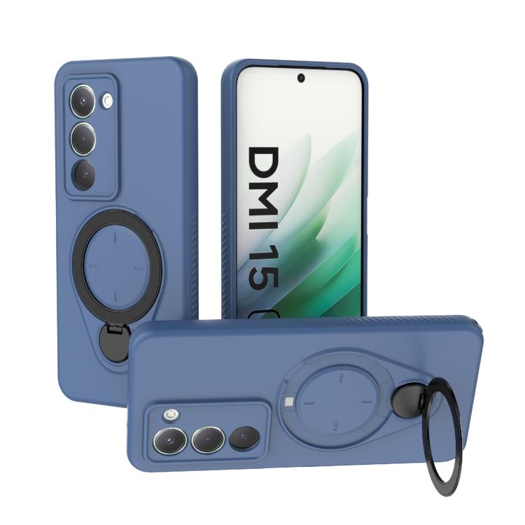 Blue TPU phone case with MagSafe ring holder and 360° rotating stand