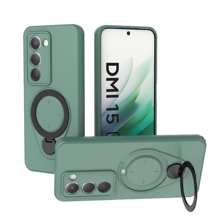 Green TPU phone case with MagSafe ring holder and 360° rotating stand