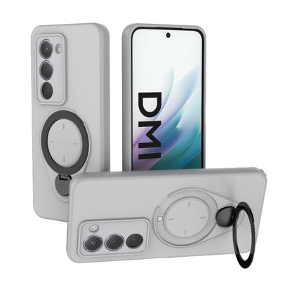Gray TPU MagSafe phone case with 360 rotating ring holder and camera cutouts