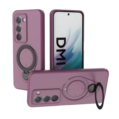 Wine red TPU MagSafe phone case with 360 rotating ring holder and triple camera cutouts