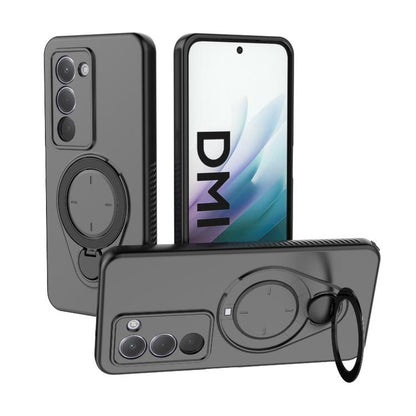 Black TPU MagSafe phone case with 360 rotating ring holder and camera cutouts