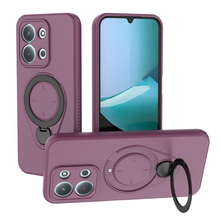 Ring Shield MagSafe TPU phone case with 360 rotating holder, wine purple