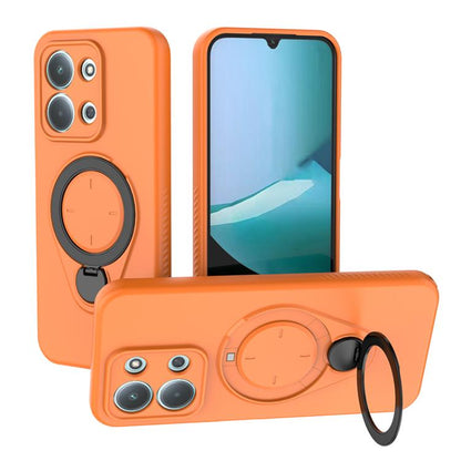 Ring Shield MagSafe TPU phone case with 360 rotating holder, orange