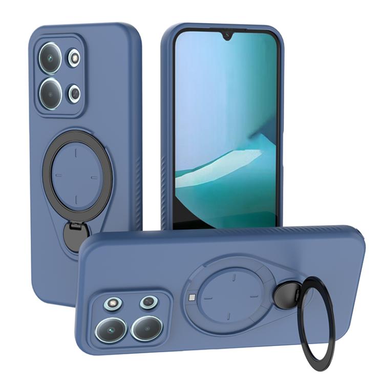 Blue TPU phone case with MagSafe ring holder and 360° rotating stand