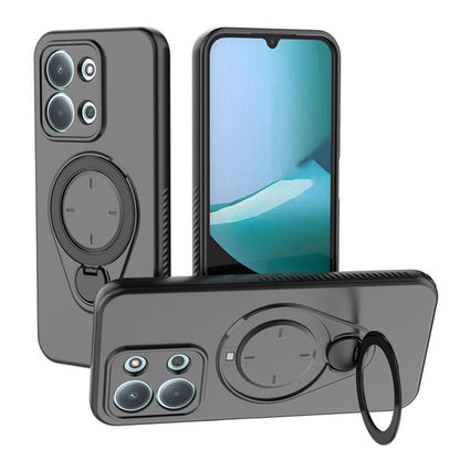 Black TPU phone case with MagSafe ring holder and 360° rotating stand