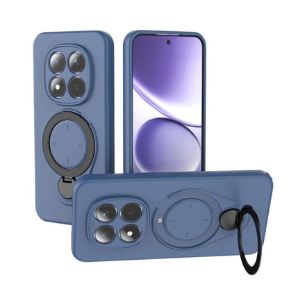 Blue TPU MagSafe phone case with ring holder and 360 rotating stand, dual camera cutouts
