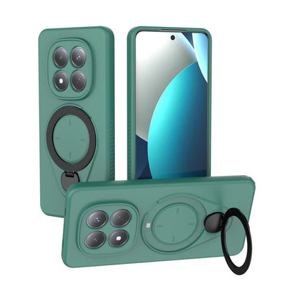 Green TPU MagSafe phone case with ring holder and 360 rotating stand, dual camera cutouts