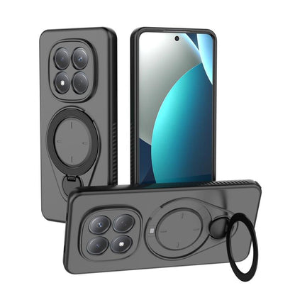 Black TPU MagSafe phone case with ring holder and 360 rotating stand, dual camera cutouts