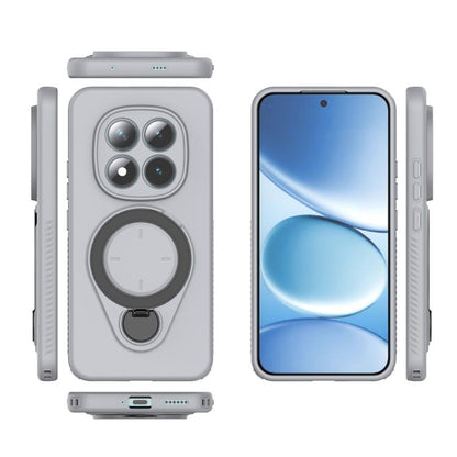 Grey MagSafe TPU phone case with built-in ring kickstand and 360 rotating holder
