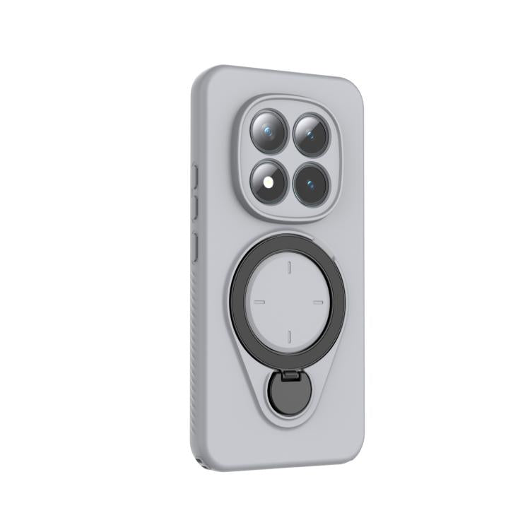Grey MagSafe TPU phone case with ring holder and protective camera lens openings
