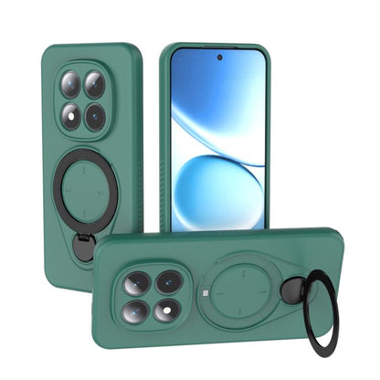 Green MagSafe TPU phone case with circular MagSafe ring and 360 rotating holder