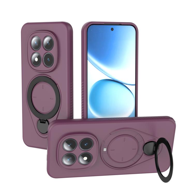 Wine red MagSafe TPU phone case with 360 rotating ring holder and camera cutouts