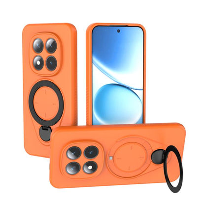 Orange TPU phone case with MagSafe ring and 360 rotating kickstand holder