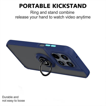 Blue TPU phone case with built-in ring kickstand for hands-free viewing