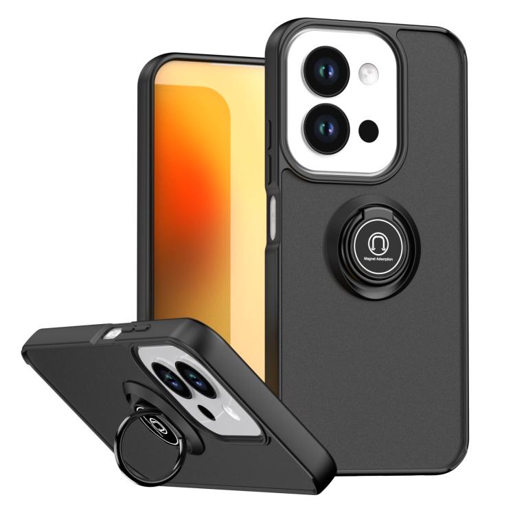 TPU+PC phone case with ring holder, black, dual camera cutouts