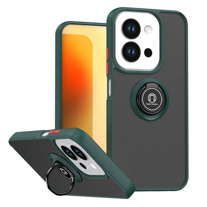TPU+PC phone case with ring holder, dark green and charcoal, kickstand panel