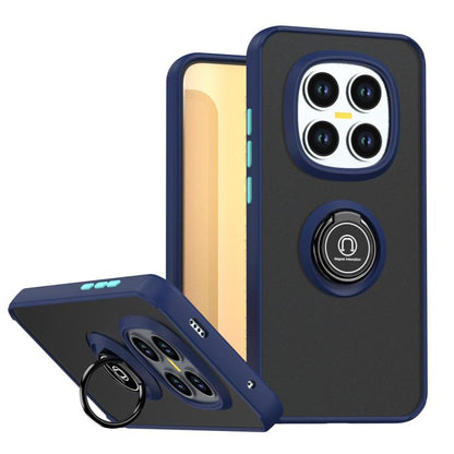 TPU and PC phone case with ring, royal blue and navy accents, kickstand cover