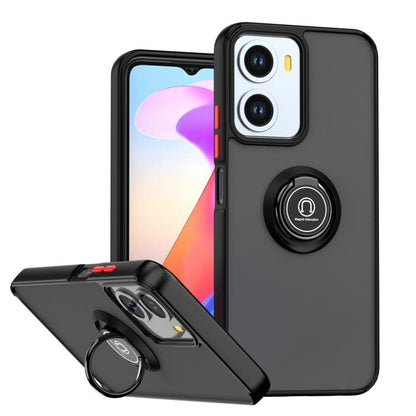 TPU and PC phone case with ring, black finish, kickstand cover for phone